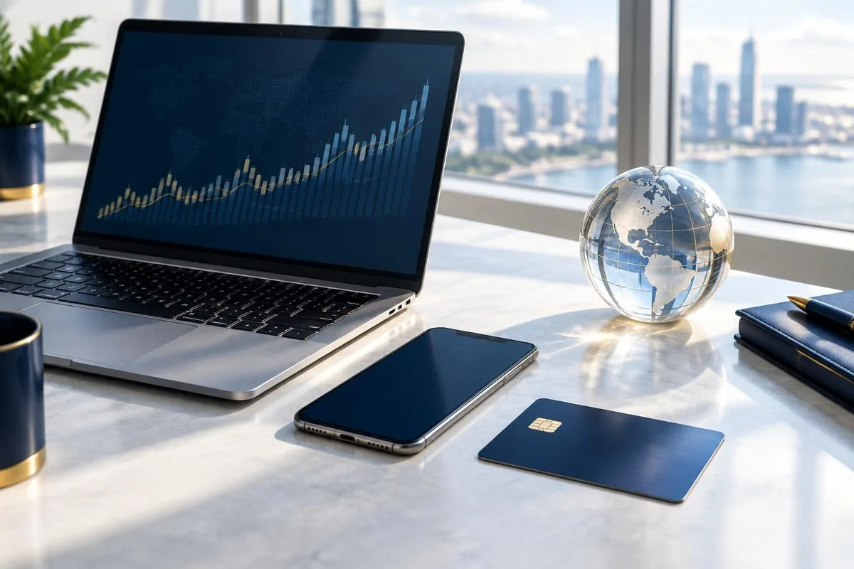Illustration of digital business banking and financial planning